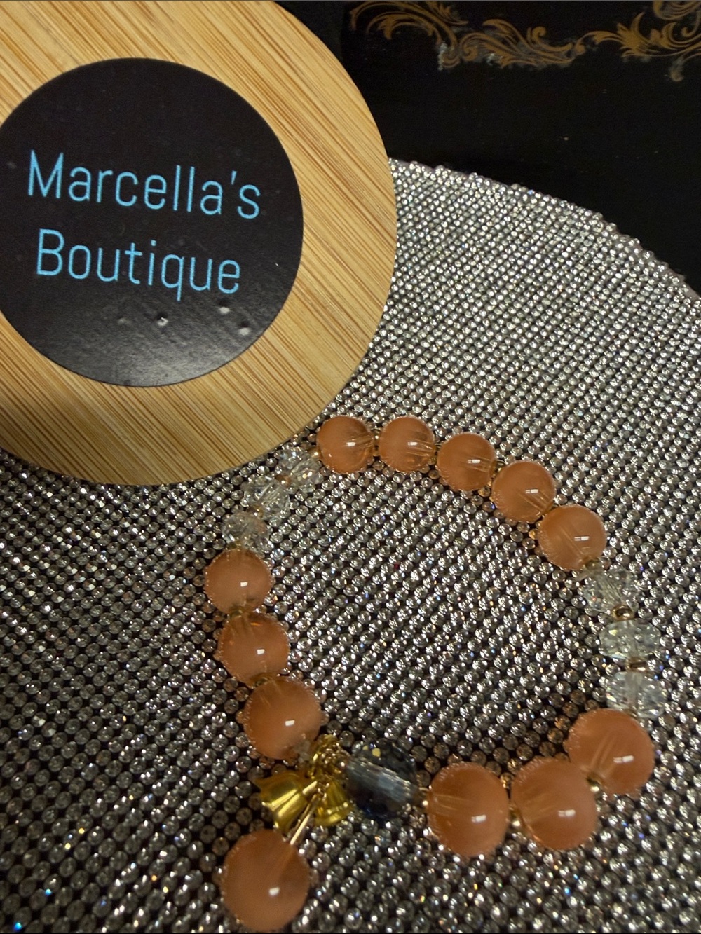 Peach Bead Stretch Bracelet. 🆕